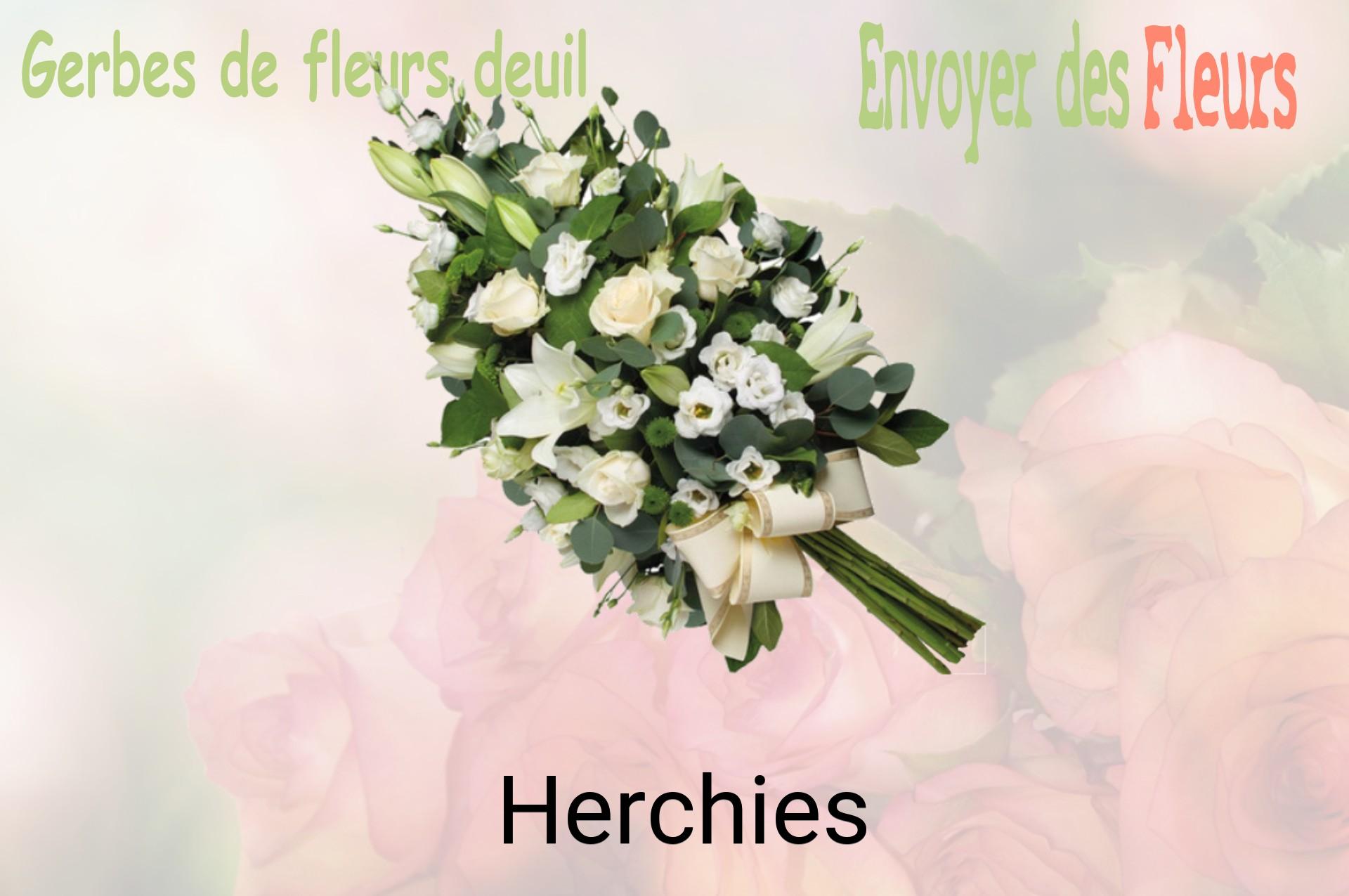Gerbe de fleurs de deuil livrée à Herchies